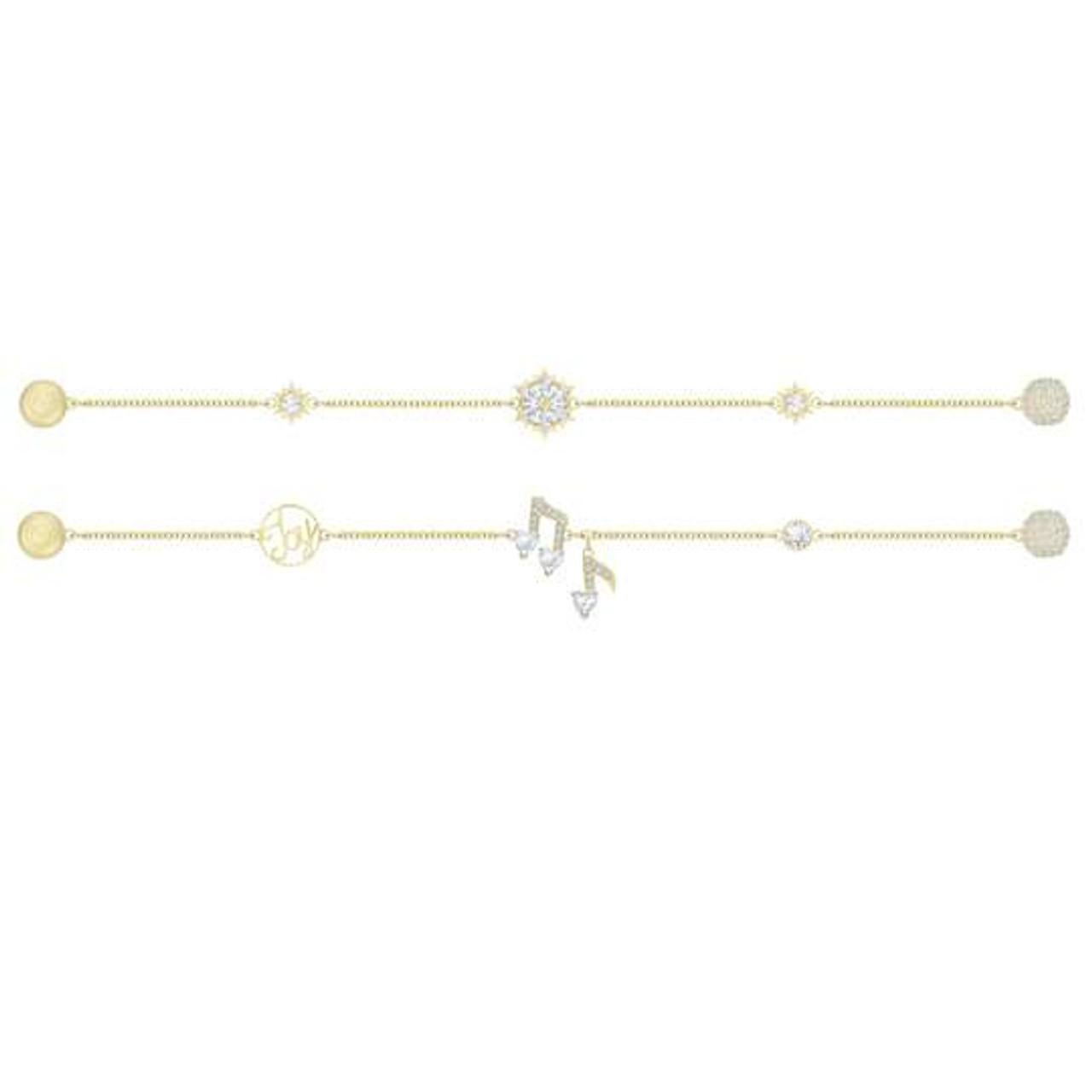 SWAROVSKI Remix - Ensemble de bracelets flocons de neige Joy Musical Notes, ton or, BNWT en vente 4