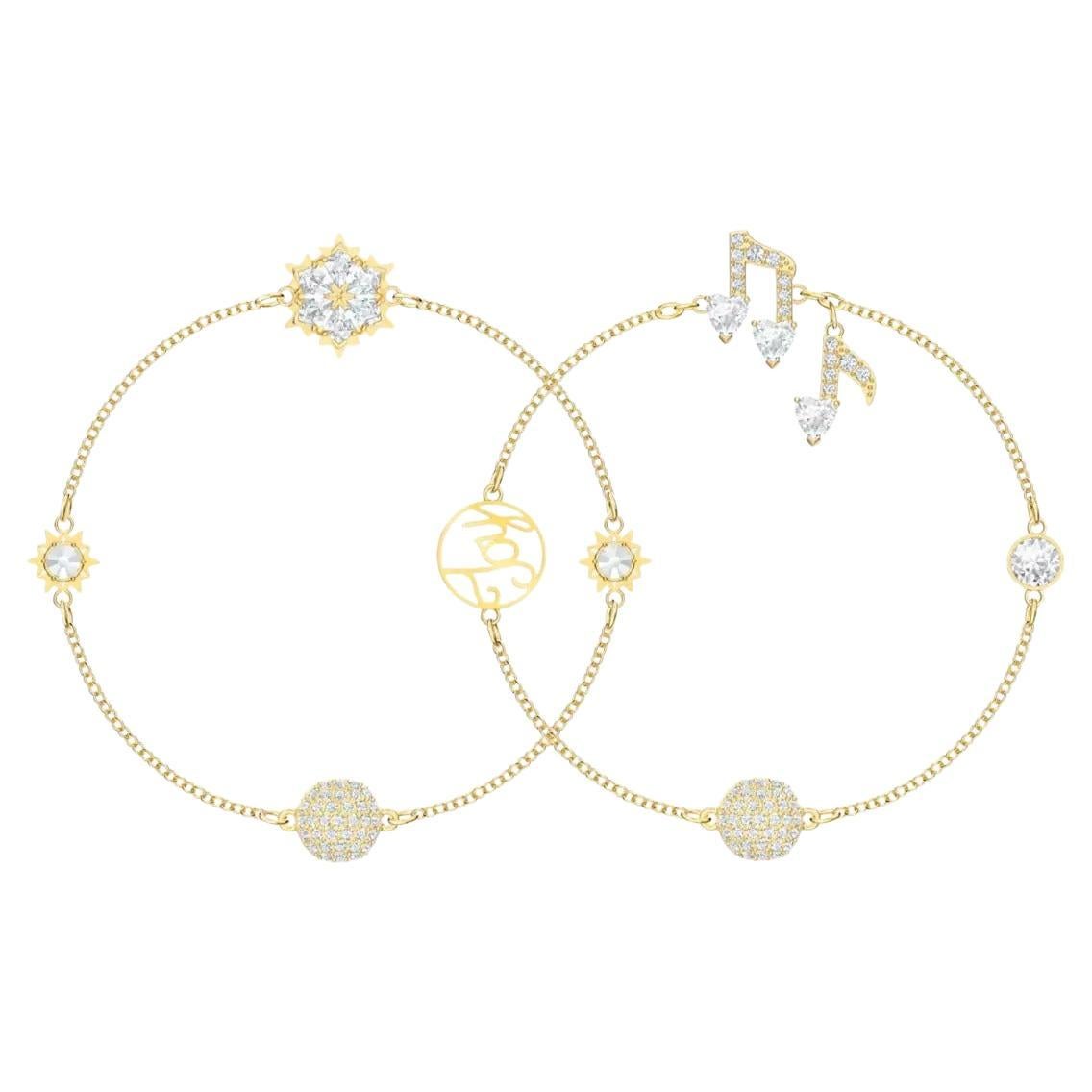 SWAROVSKI Remix - Ensemble de bracelets flocons de neige Joy Musical Notes, ton or, BNWT en vente
