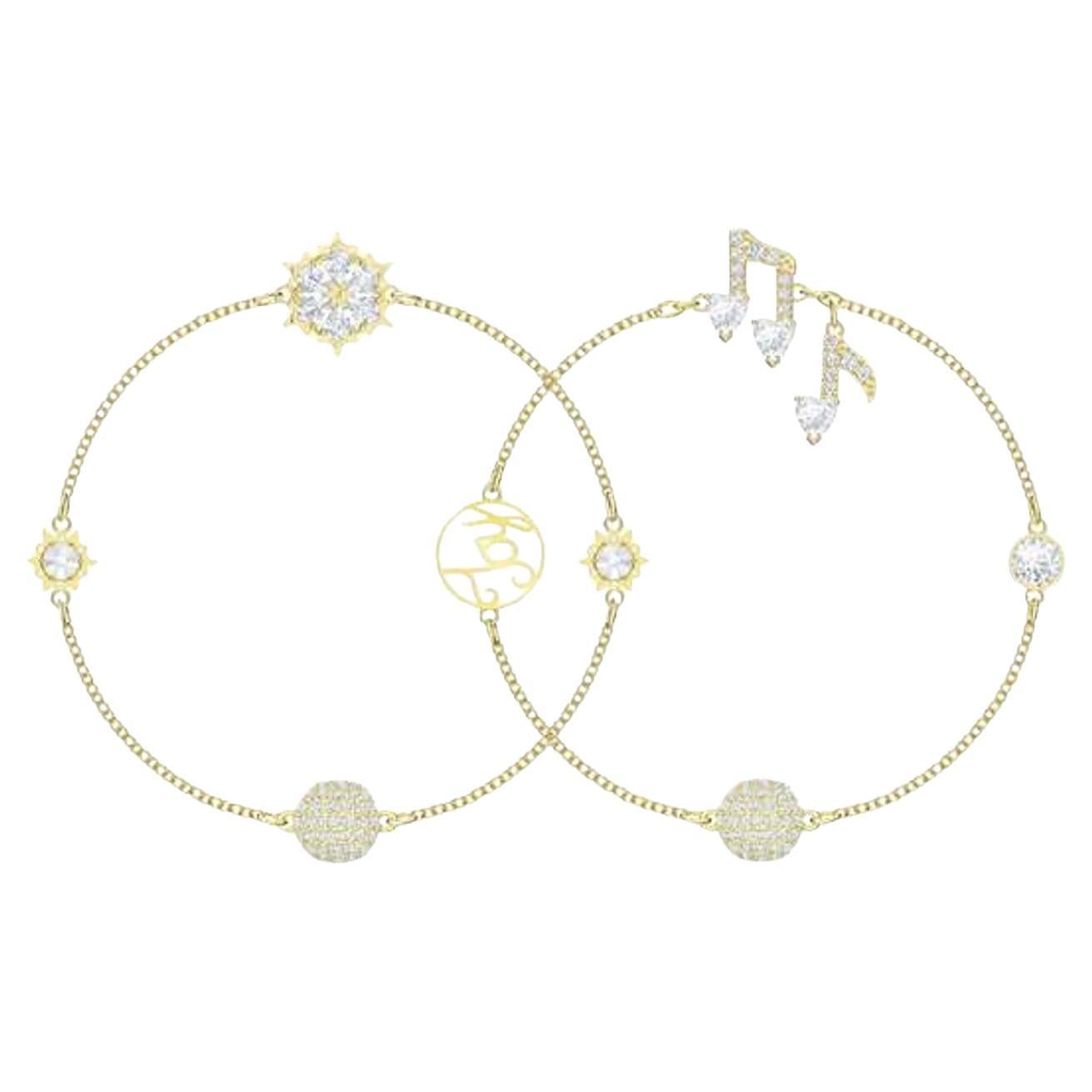 SWAROVSKI Remix Snowflake Joy Musical Notes Strand Bracelet Set, Gold Tone, BNWT For Sale