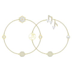 SWAROVSKI Remix Snowflake Joy Musical Notes Strand Bracelet Set, Gold Tone, BNWT