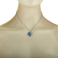 Swarovski Rhodium-Plated Stainless Steel Blue & Clear Crystals Pendant Necklace