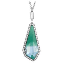 Swarovski Rhodium-Plated Stainless Steel Green & Clear Crystals Pendant Necklace