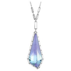 Swarovski, collier pendentif en acier inoxydable plaqué rhodium, cristal violet et transparent