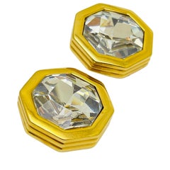 SWAROVSKI SAL signed gold plated crystal designer clip on earrings