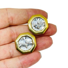 SWAROVSKI SAL signed vintae gold plated crysta designer post earrings