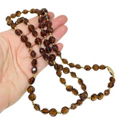 SWAROVSKI SAL signed vintage gold plated amber crystal beaded designer necklace