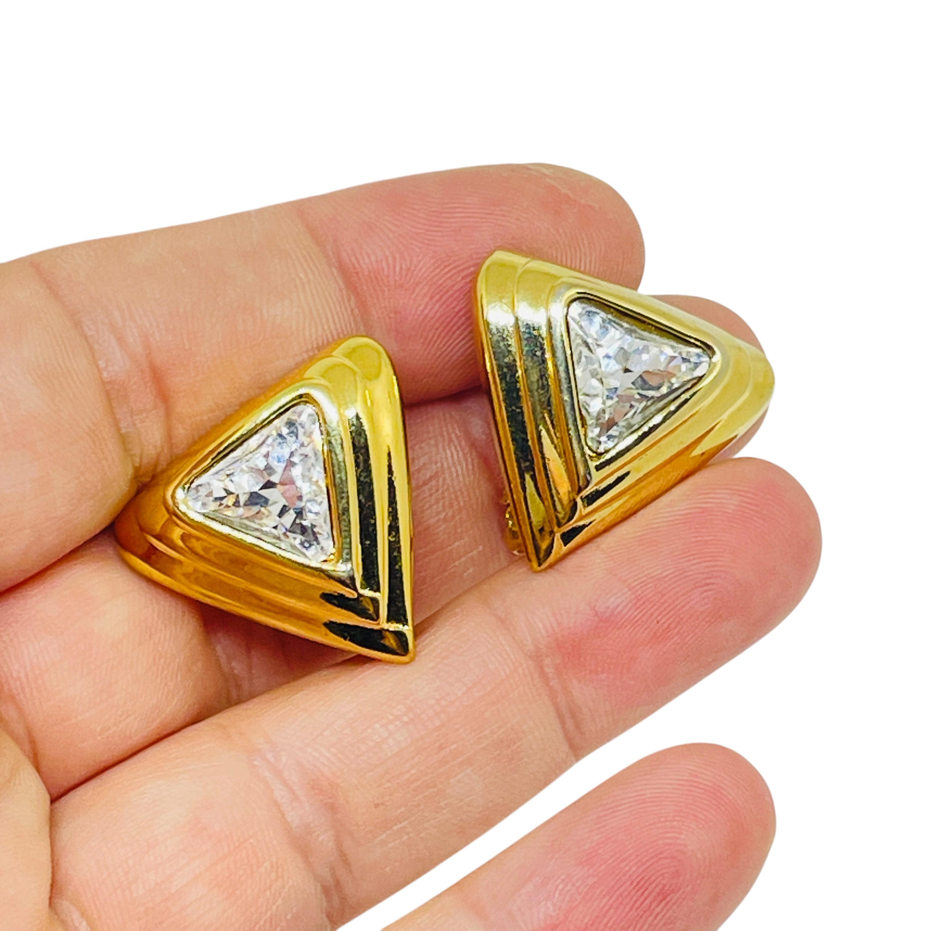 SWAROVSKI SAL signiert Vintage vergoldet Kristall Designer Clip auf Ohrringe Damen im Angebot