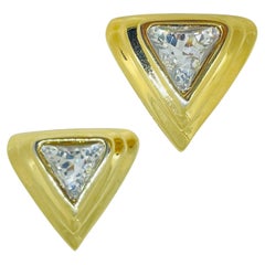 SWAROVSKI SAL signed vintage gold plated crystal designer clip on earrings