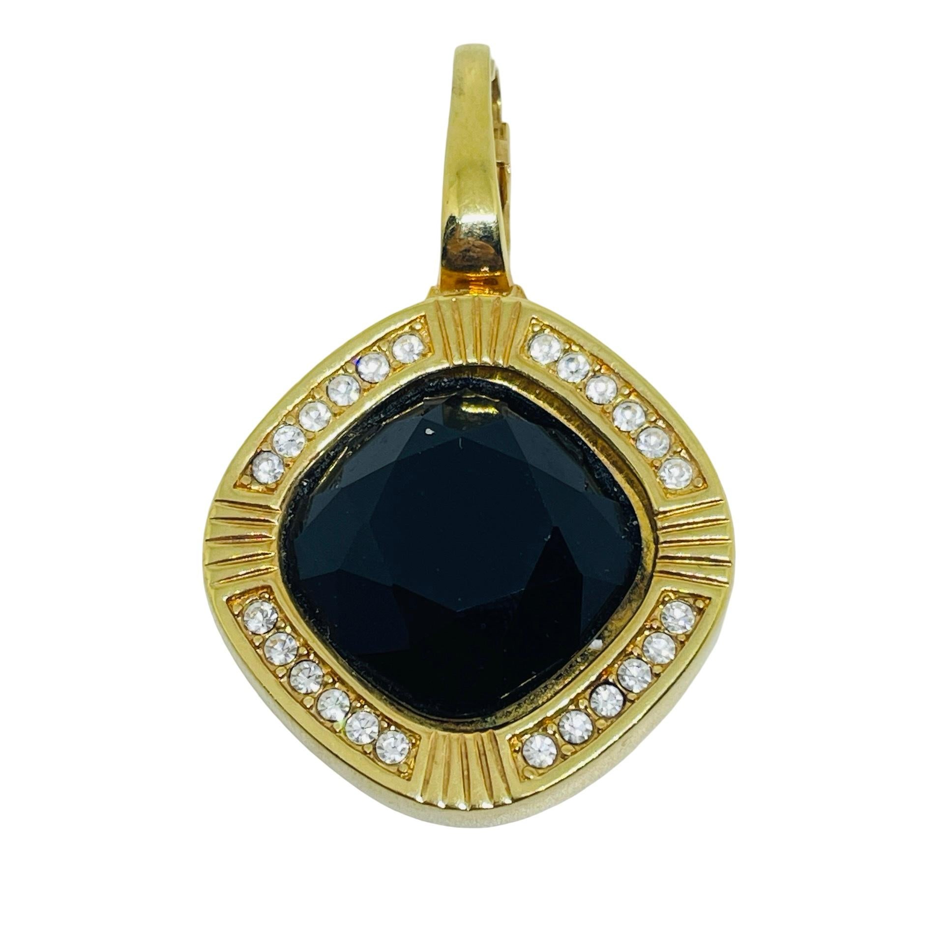 SWAROVSKI SAL signed vintage gold plated crystal necklace enhancer pendant