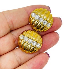 SWAROVSKI SAL signed vintage gold plated crystals designer post earrings
