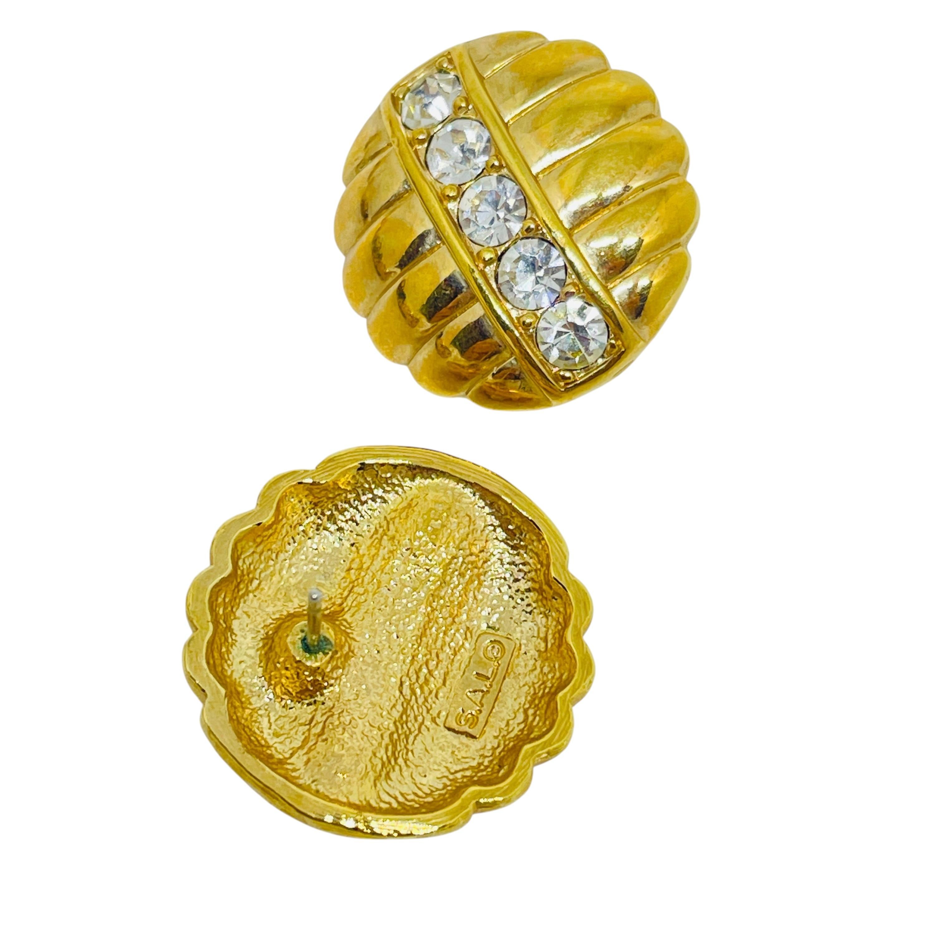 SWAROVSKI SAL signed vintage gold plated crystals designer post earrings In Good Condition For Sale In Palos Hills, IL