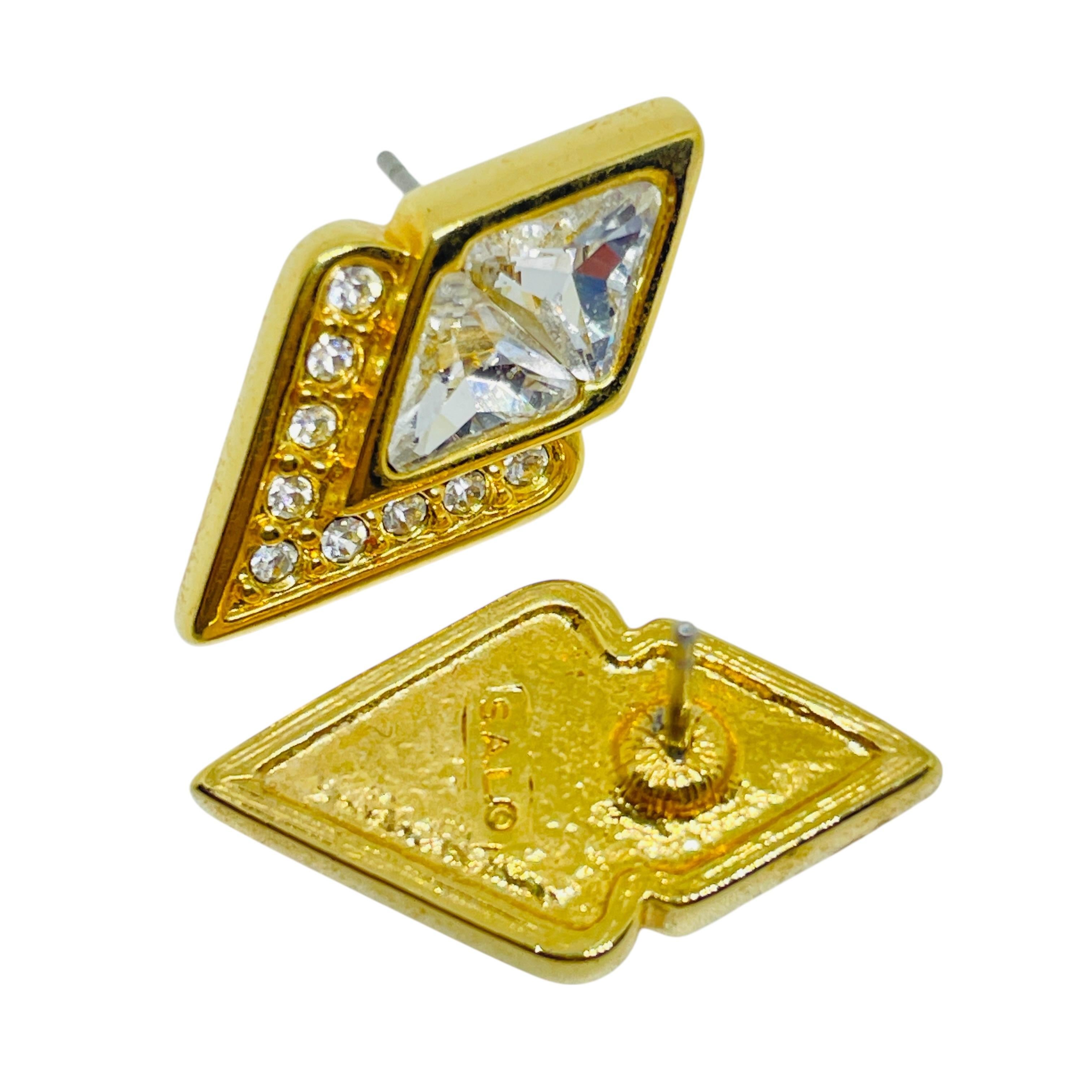 SWAROVSKI SAL signiert Vintage vergoldet Kristalle Designer Post Ohrringe im Zustand „Gut“ im Angebot in Palos Hills, IL