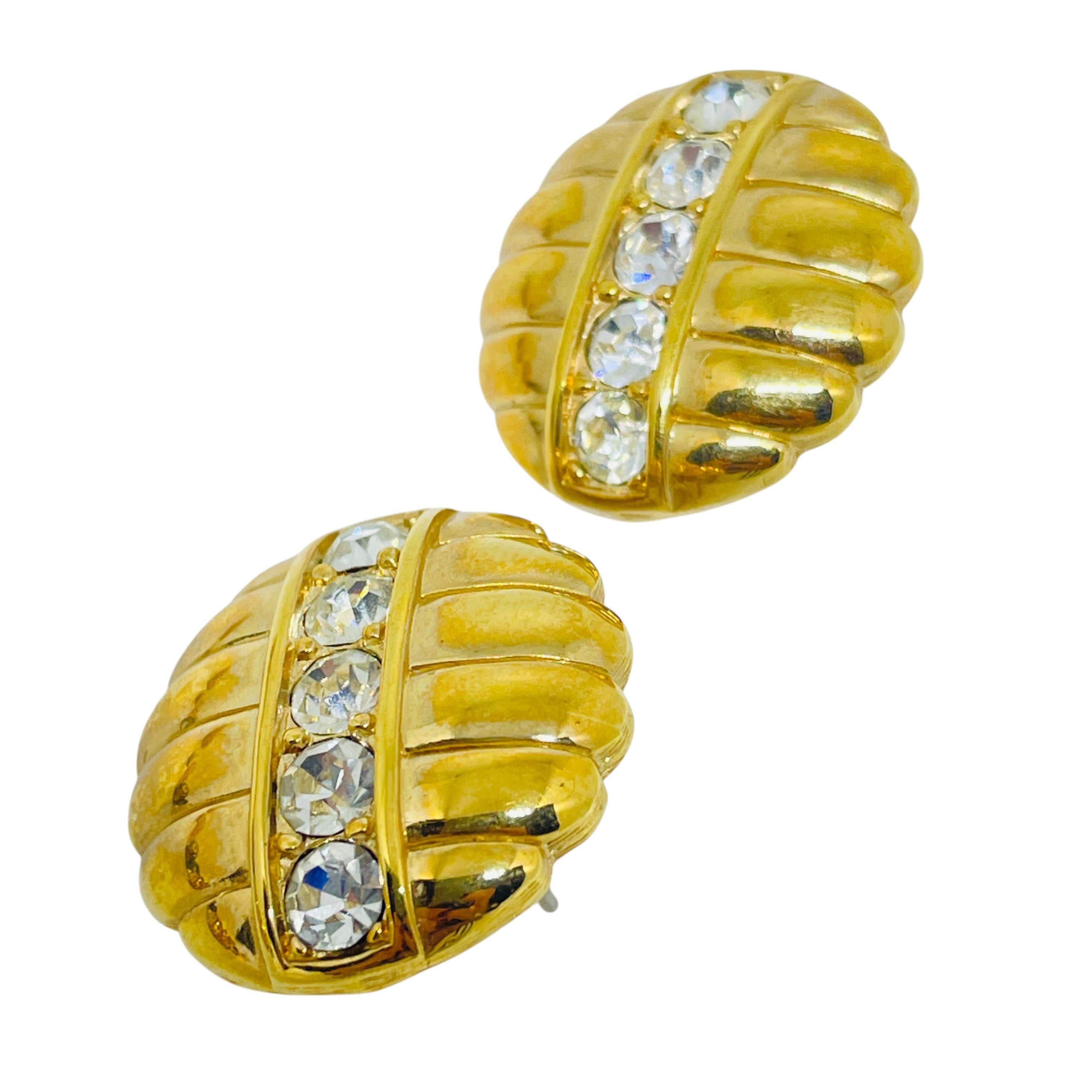 Women's or Men's SWAROVSKI SAL signed vintage gold plated crystals designer post earrings For Sale