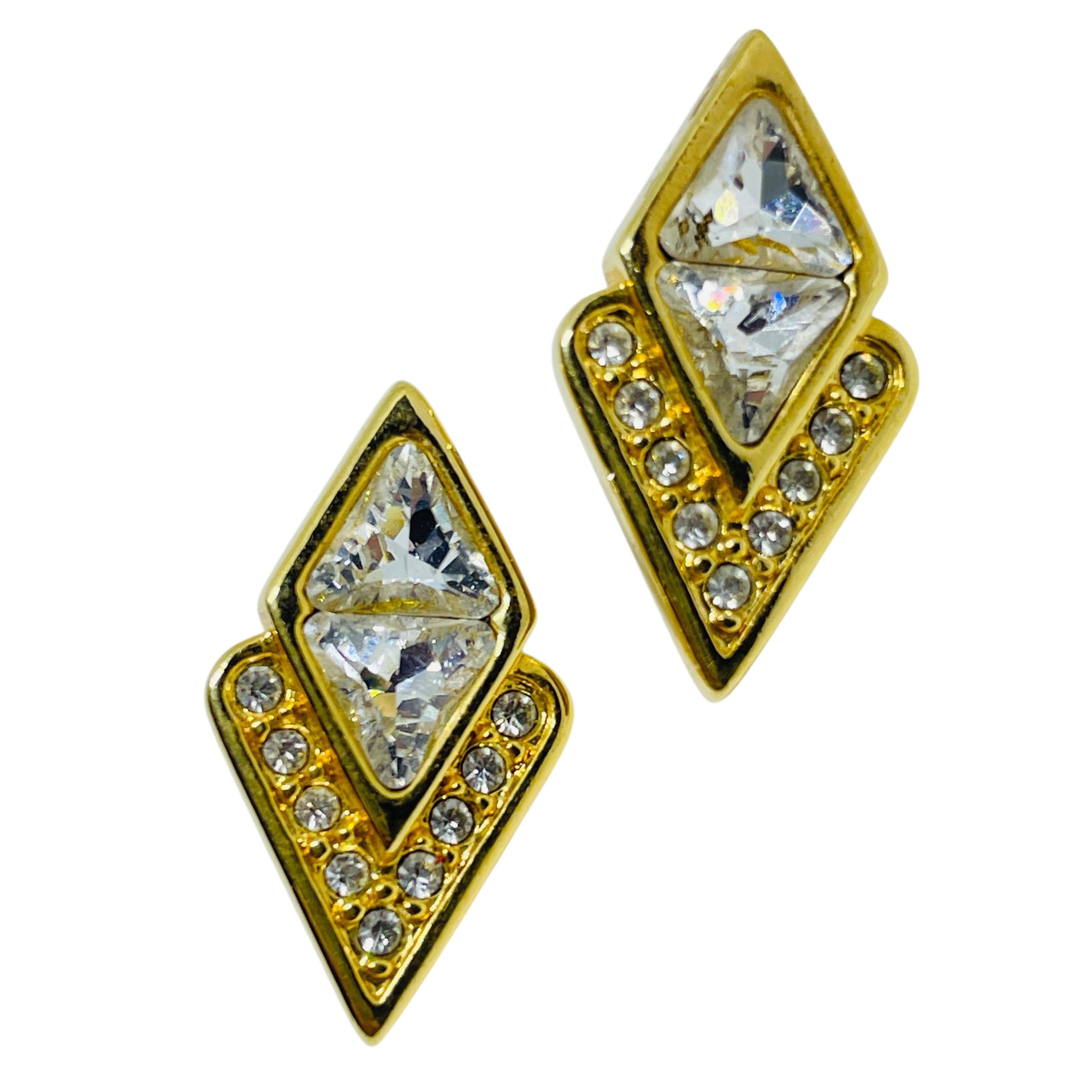 SWAROVSKI SAL signiert Vintage vergoldet Kristalle Designer Post Ohrringe im Angebot 1