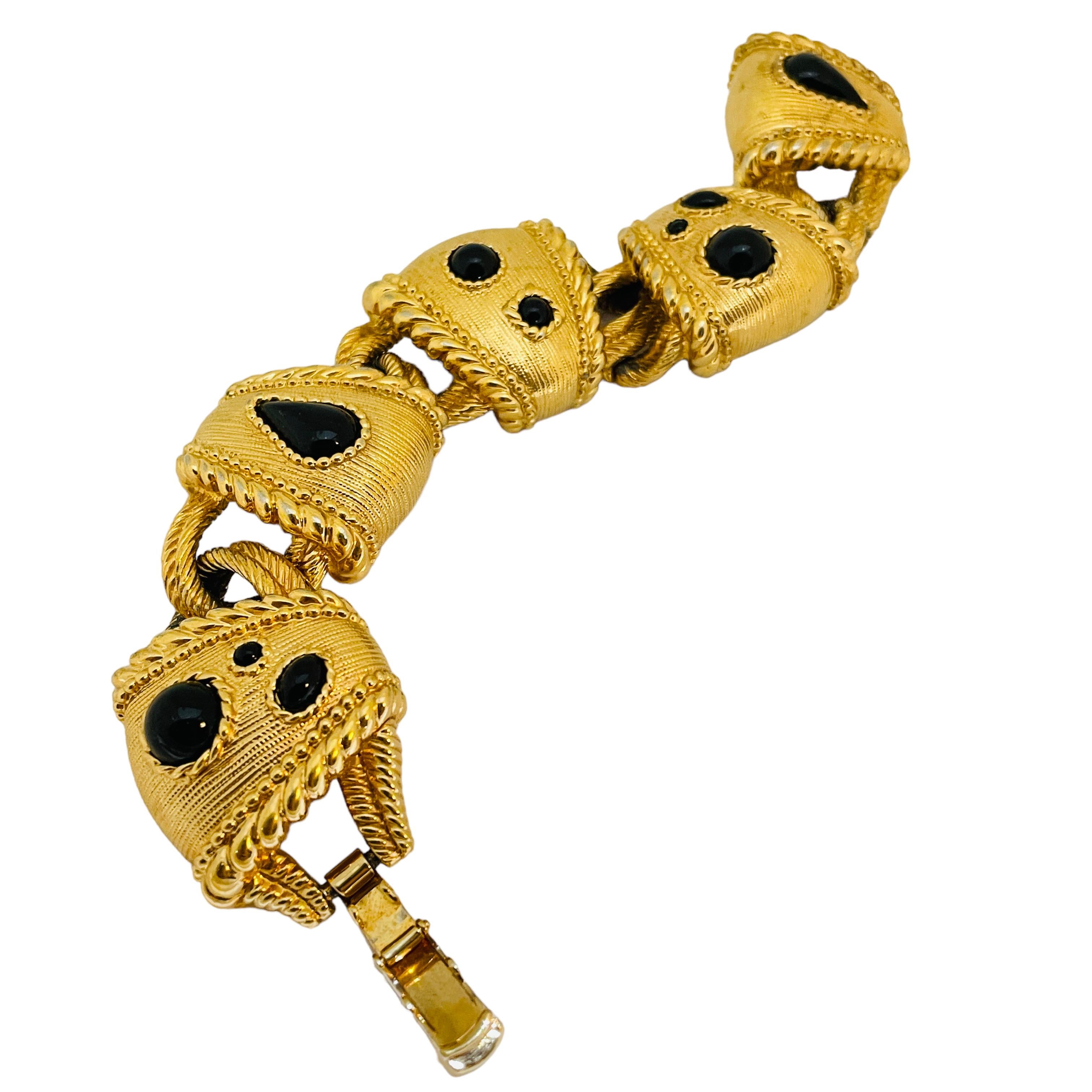 Swarovski SAL signé vintage massif étrusque byzantin cabochon bracelet Unisexe en vente