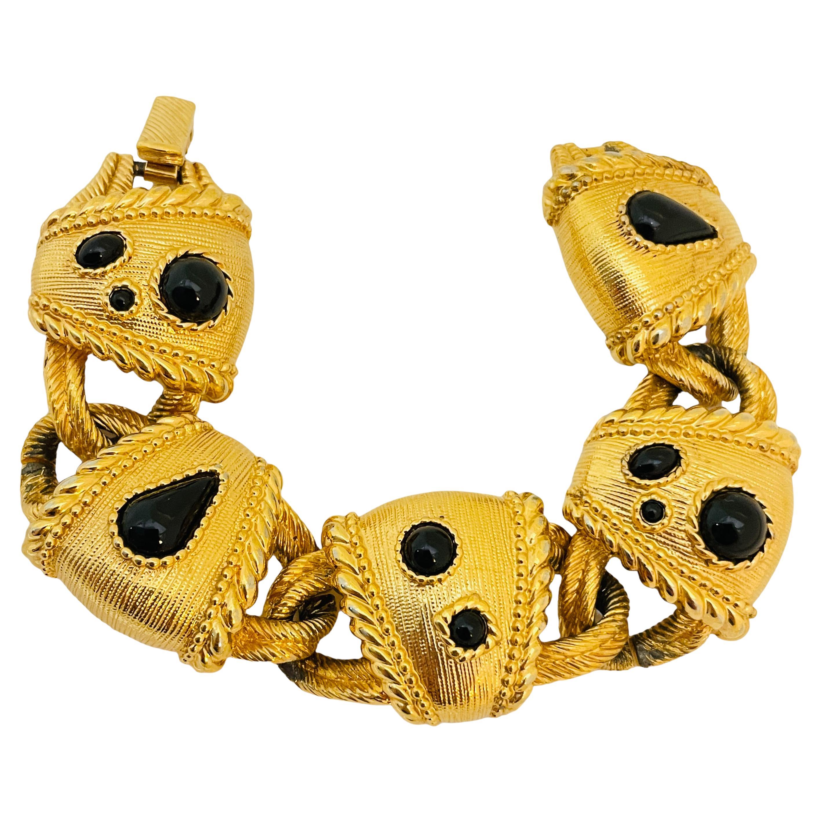 SWAROVSKI SAL signed vintage massive Etruscan byzantine cabochon bracelet