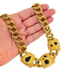 SWAROVSKI SAL signed vintage massive Etruscan byzantine cabochon necklace