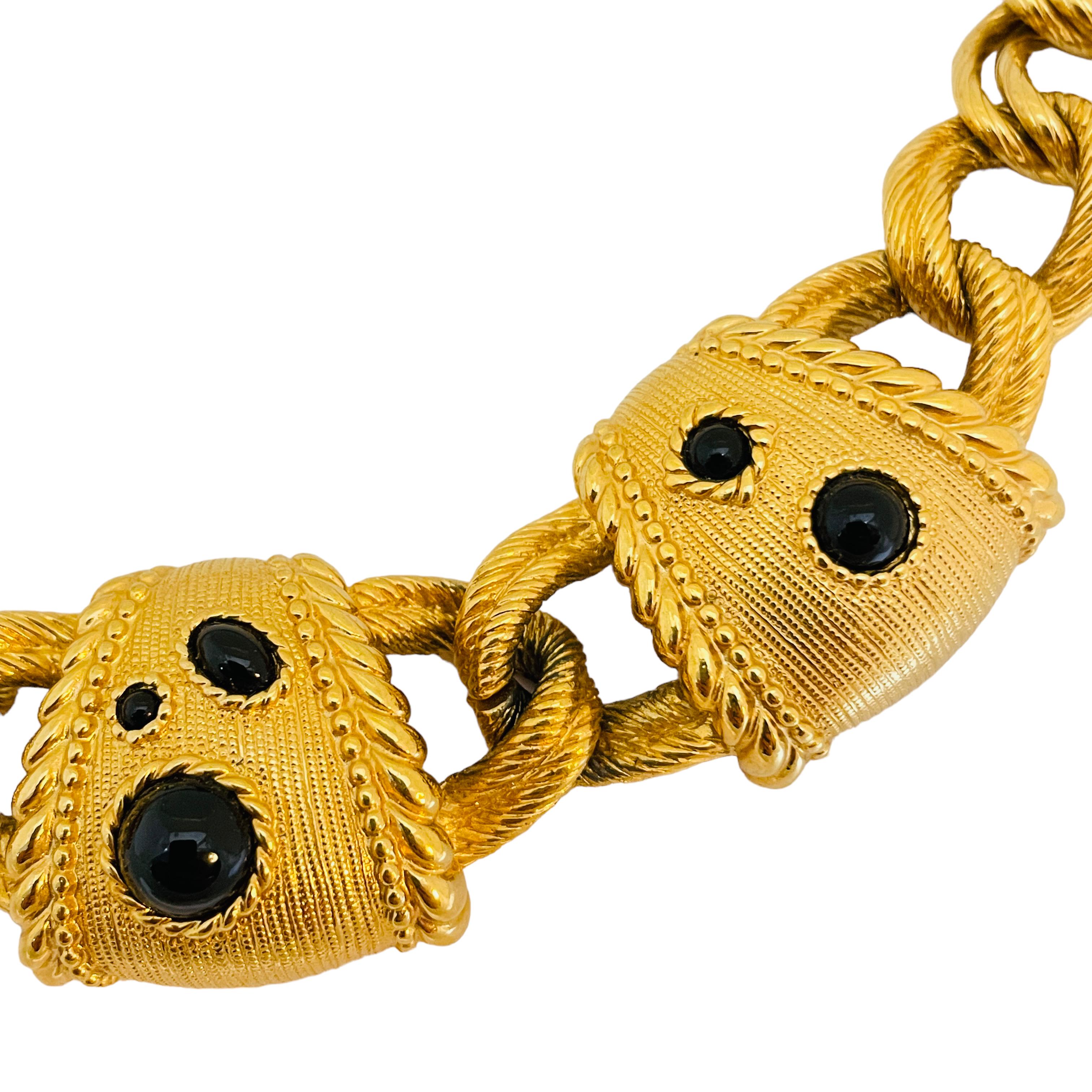 Women's or Men's SWAROVSKI SAL signed vintage massive Etruscan byzantine cabochon necklace For Sale