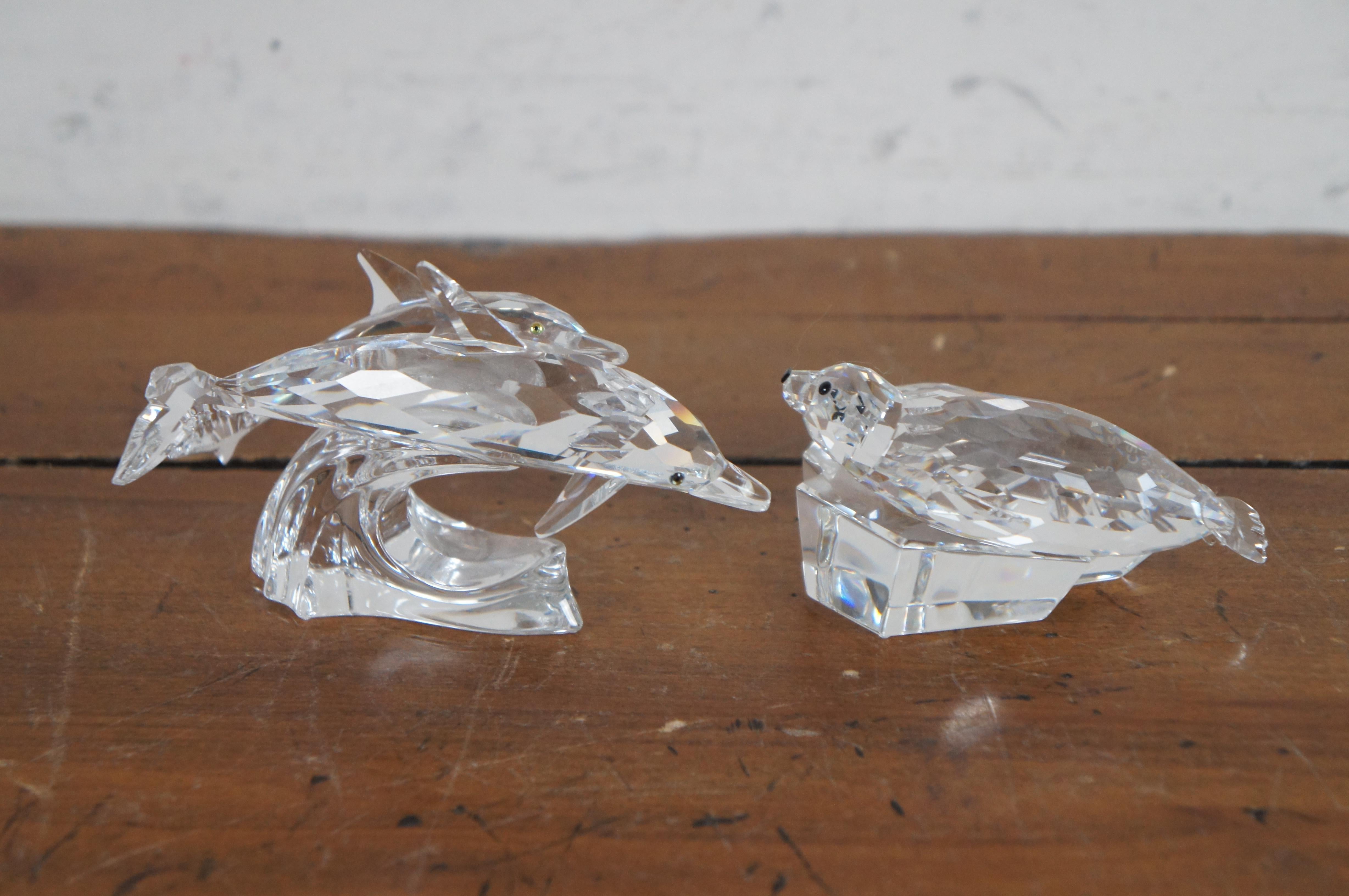 Swarovski SCS 1990 Lead Me Dolphins 1991 Save Me Seals Sea Lions Figurines 2