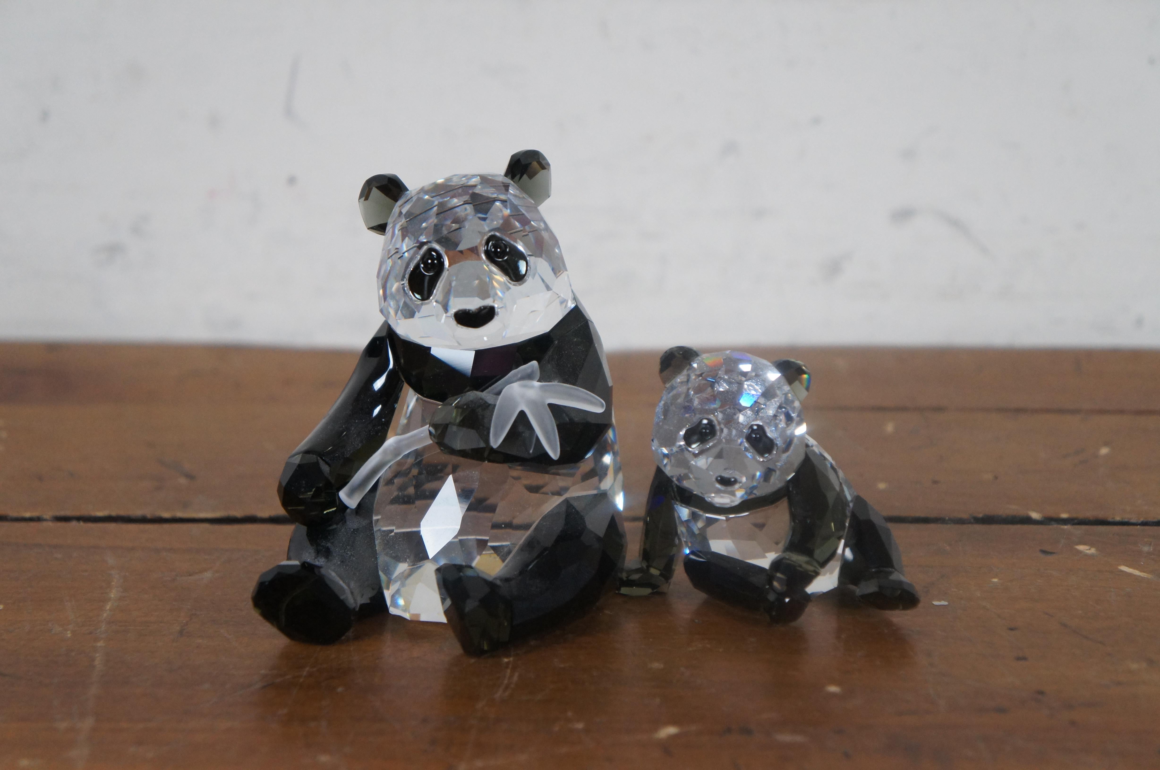 20th Century Swarovski SCS Endangered Wildlife Pandas Mother Baby w COA Box