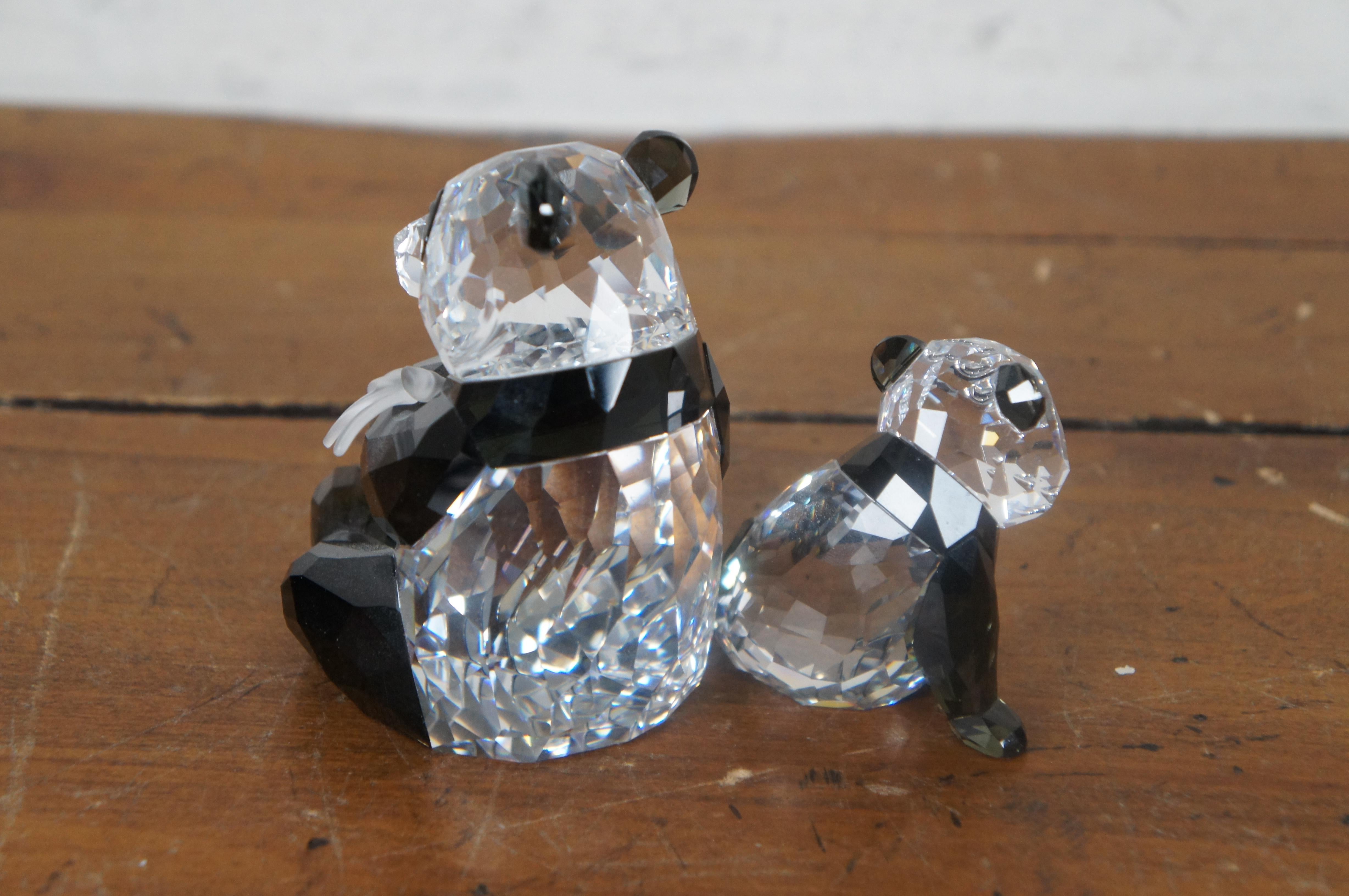 Swarovski SCS Endangered Wildlife Pandas Mother Baby w COA Box 1