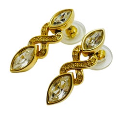 SWAROVSKI signed gold crystal designer runway earrings