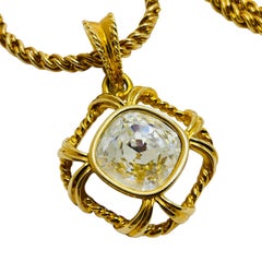 SWAROVSKI signed gold crystal designer runway necklace