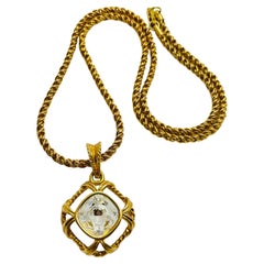 SWAROVSKI signed gold crystal designer runway necklace