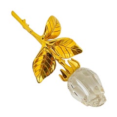 Broche de défilé SWAROVSKI signée or cristal rose fleuri
