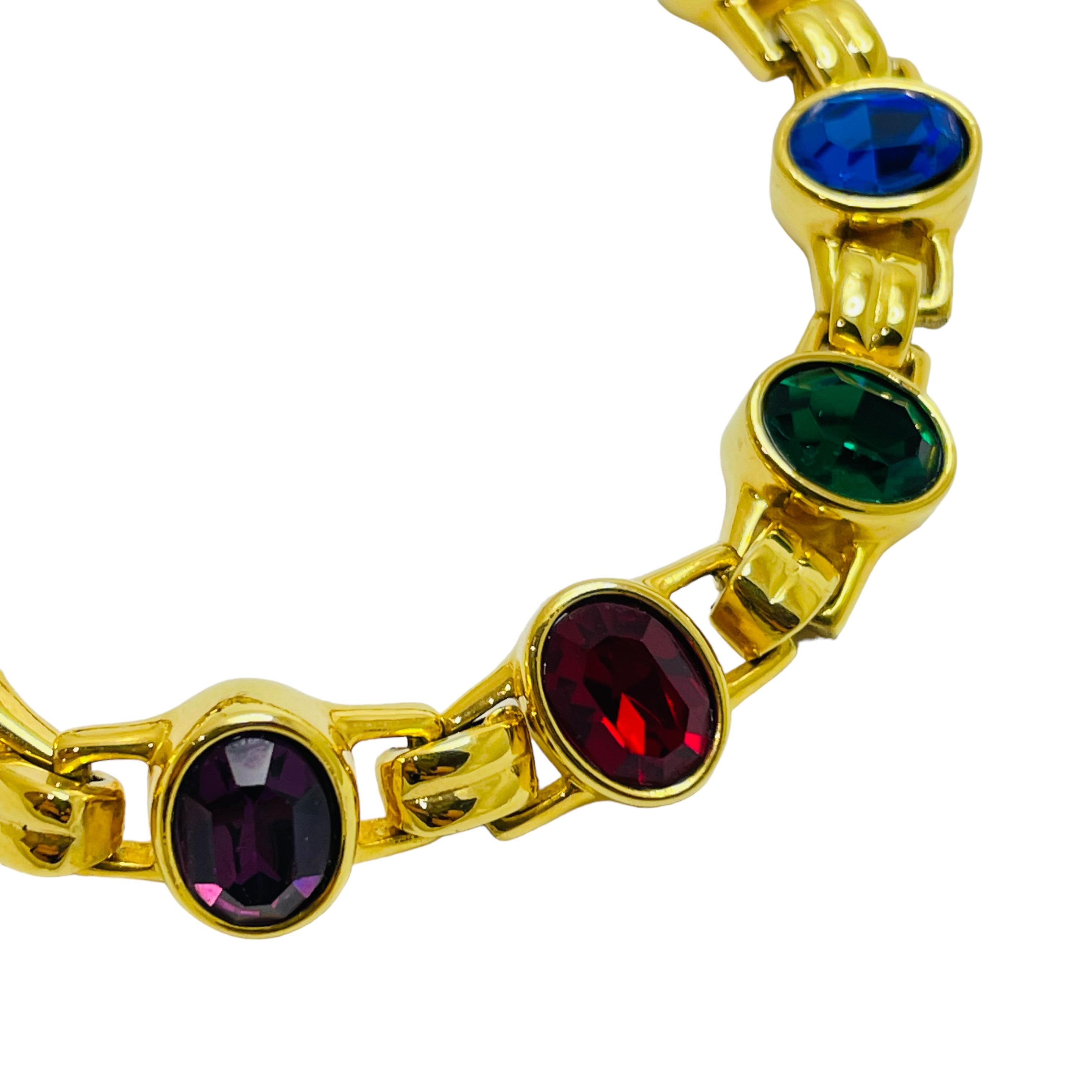 SWAROVSKI signed gold plated jewel crystals designer bracelet In Good Condition In Palos Hills, IL