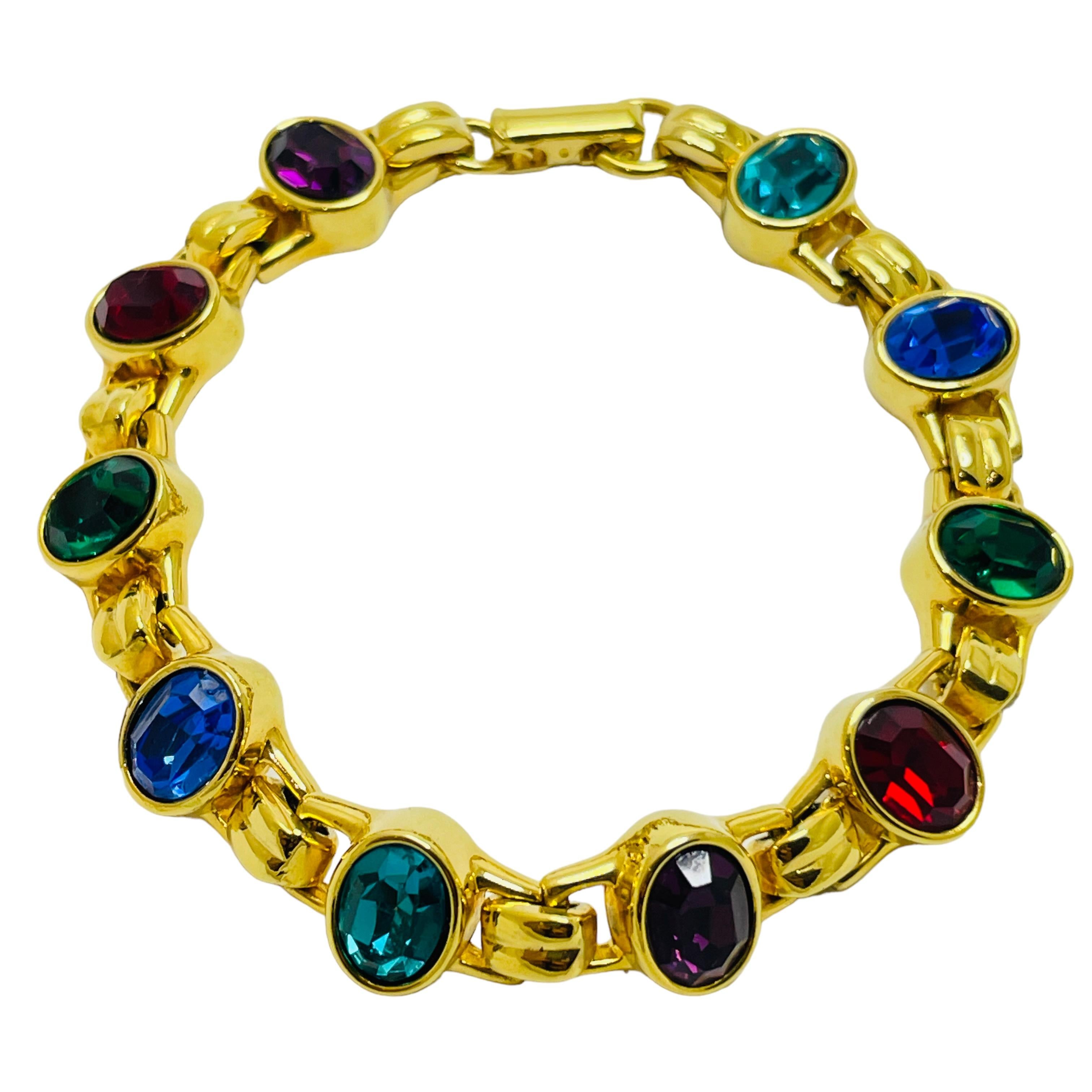 Women's or Men's SWAROVSKI signed gold plated jewel crystals designer bracelet