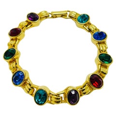 Vintage SWAROVSKI signed gold plated jewel crystals designer bracelet