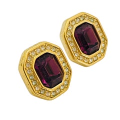 Orecchini firmati Swarovski SAL placcati oro con cristalli di ametista