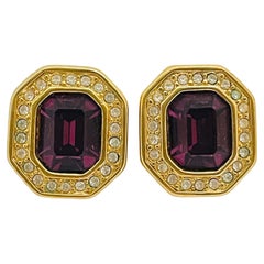 SWAROVSKI signierte SAL vergoldete Amethyst-Kristalle Designer-Ohrringe