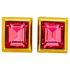 SWAROVSKI signed SAL gold plated pink crystals designer earrings