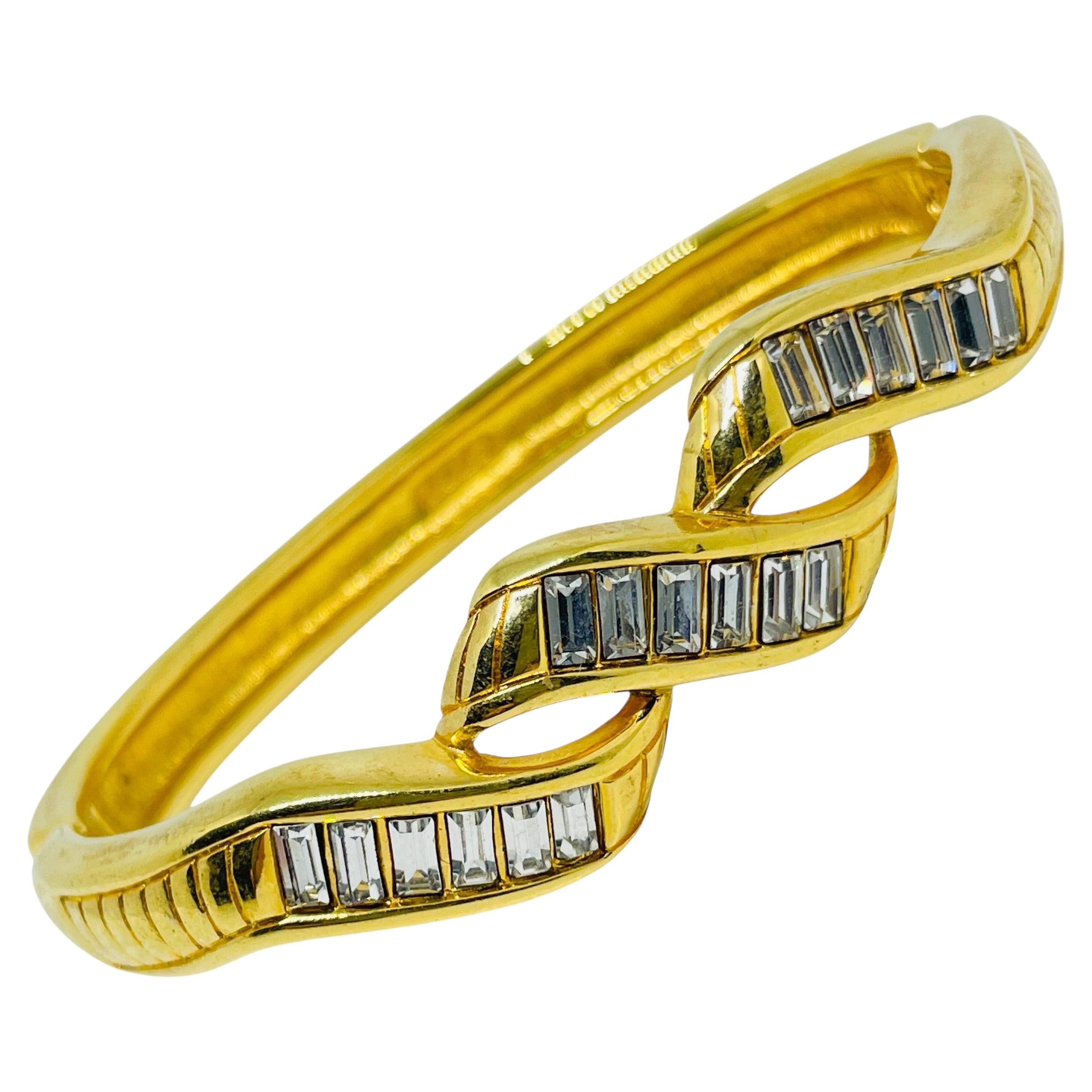 SWAROVSKI pulsera de cadena de diseño con cristales chapados en oro vintage firmada