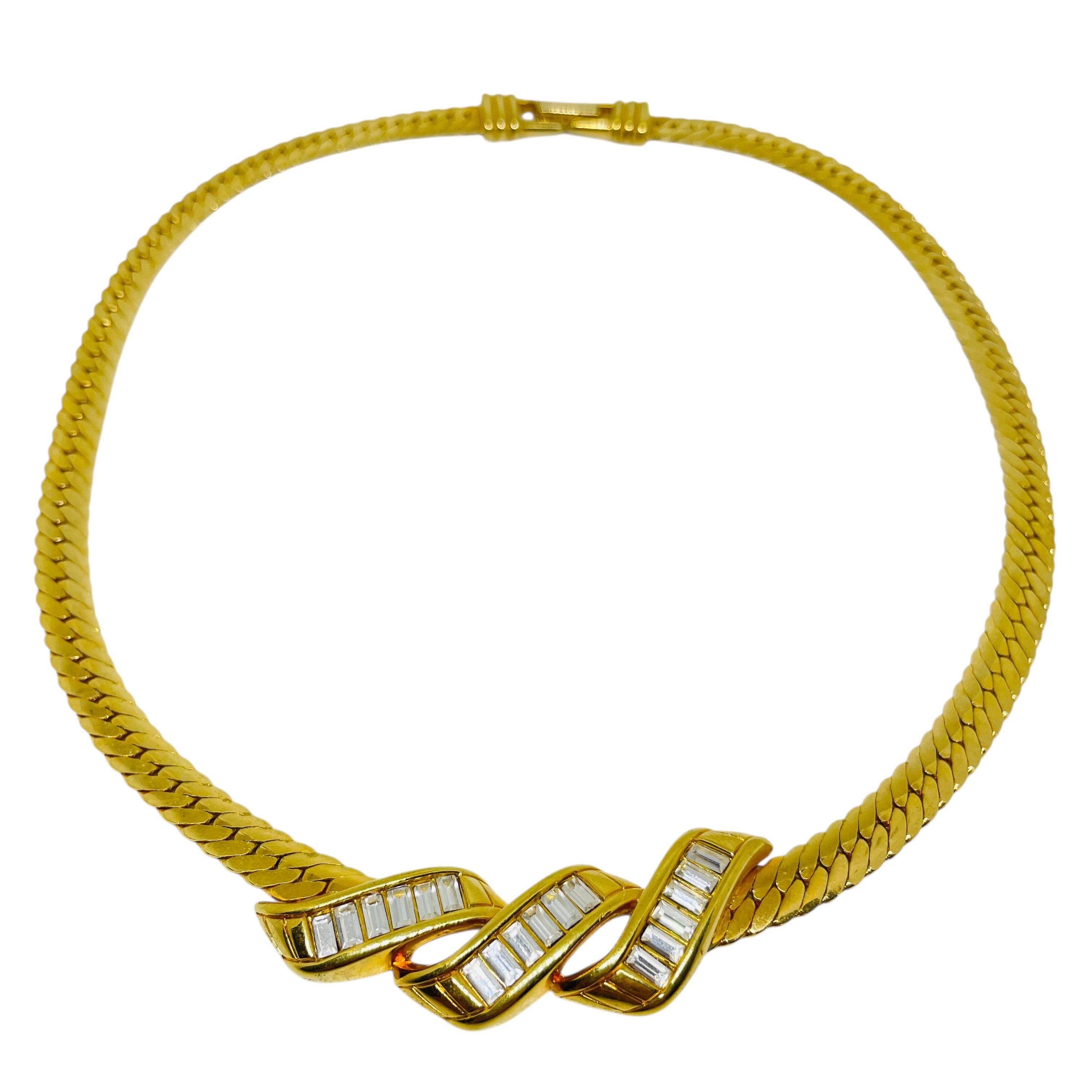 SWAROVSKI signiert Vintage vergoldet Kristalle Designer Kette Halskette im Angebot 3