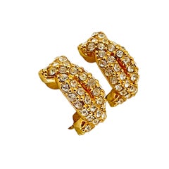 SWAROVSKI signierte Vintage vergoldete Kristalle Designer-Laufsteg-Ohrclips mit Vintage-Vergoldungen