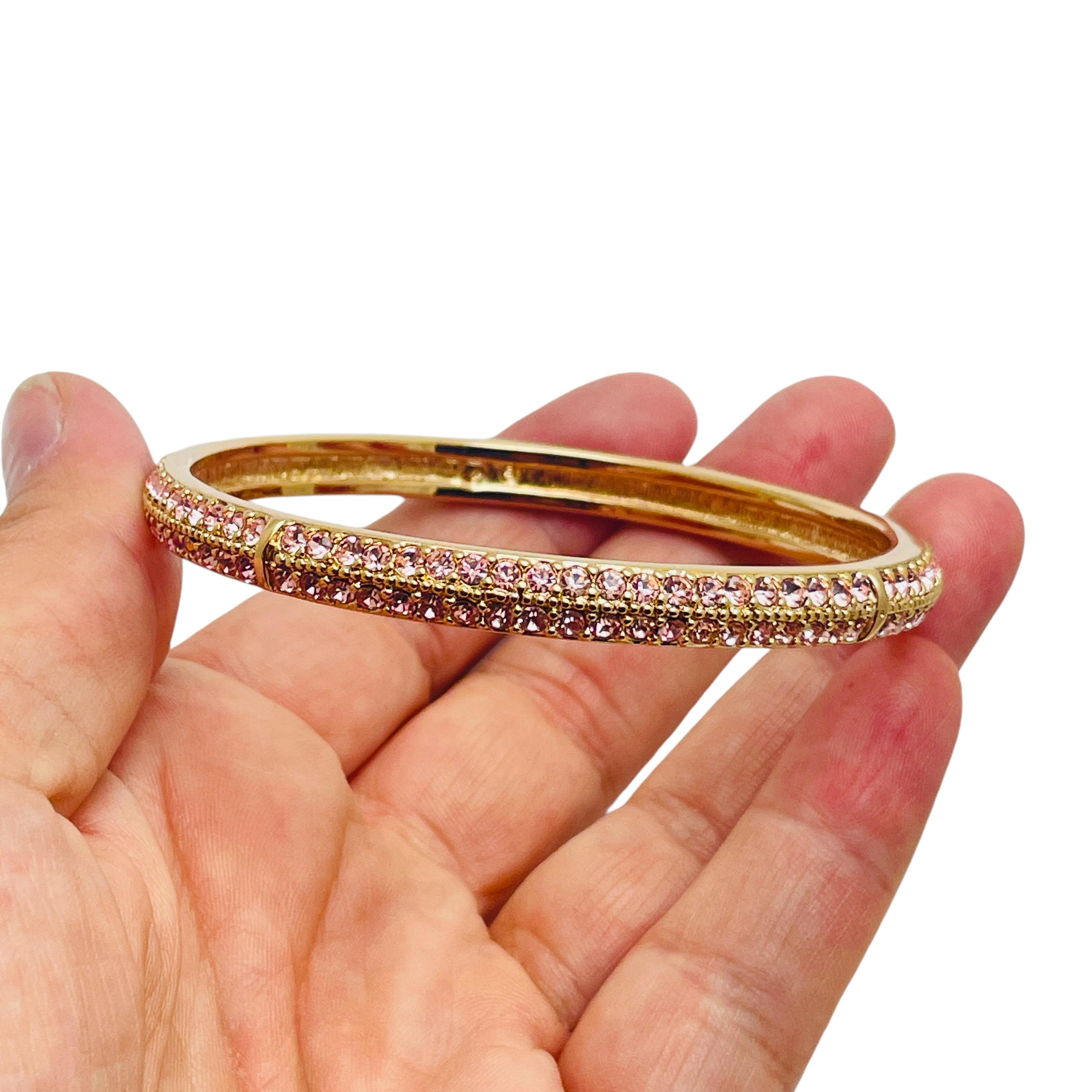 Women's SWAROVSKI signed vintage rose gold tone crystal designer bangle bracelet