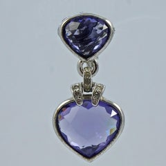 Swarovski Silver Plated Purple and Clear Crystal Drop Clip On Earrings