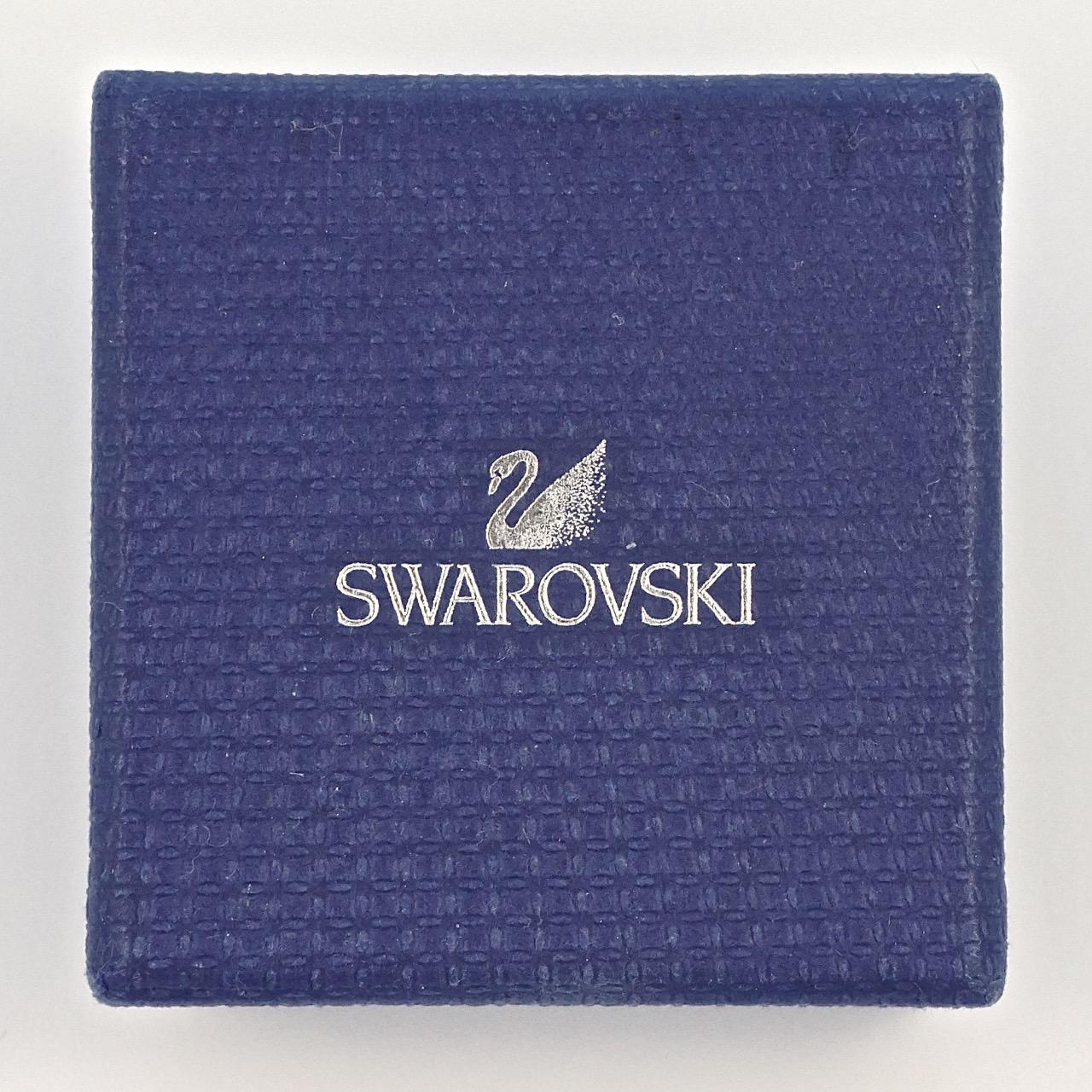 Swarovski Silver Tone Clear Crystal Swan Logo Drop Earrings In Good Condition In London, GB