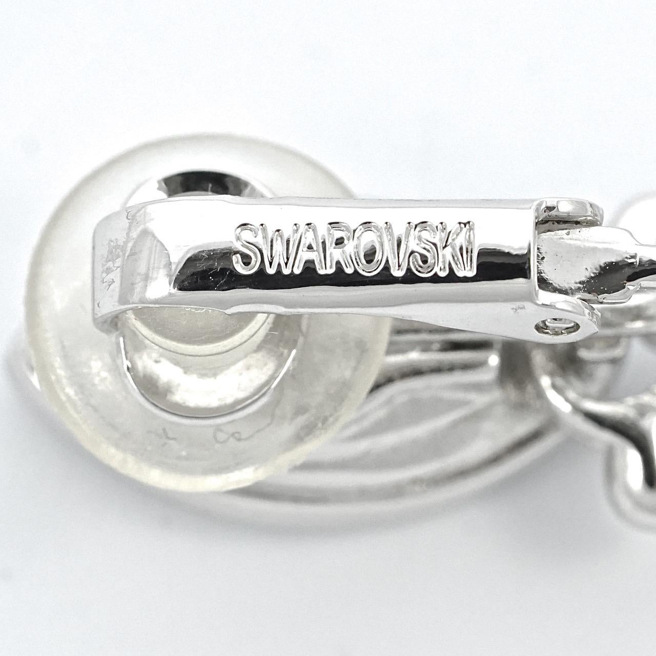 Swarovski Silberfarbene Marquise und runder Kristall Swan Logo Kronleuchter Ohrringe im Angebot 2