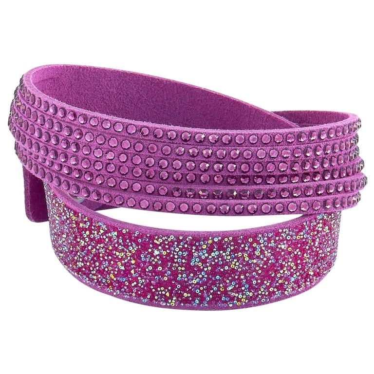 Swarovski Slake Purple Fabric and Crystal Bracelet Size Medium at 1stDibs