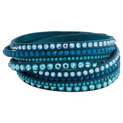 Swarovski Slake Teal 2 in 1 Wildleder Wickelarmband 5043496-M- Medium