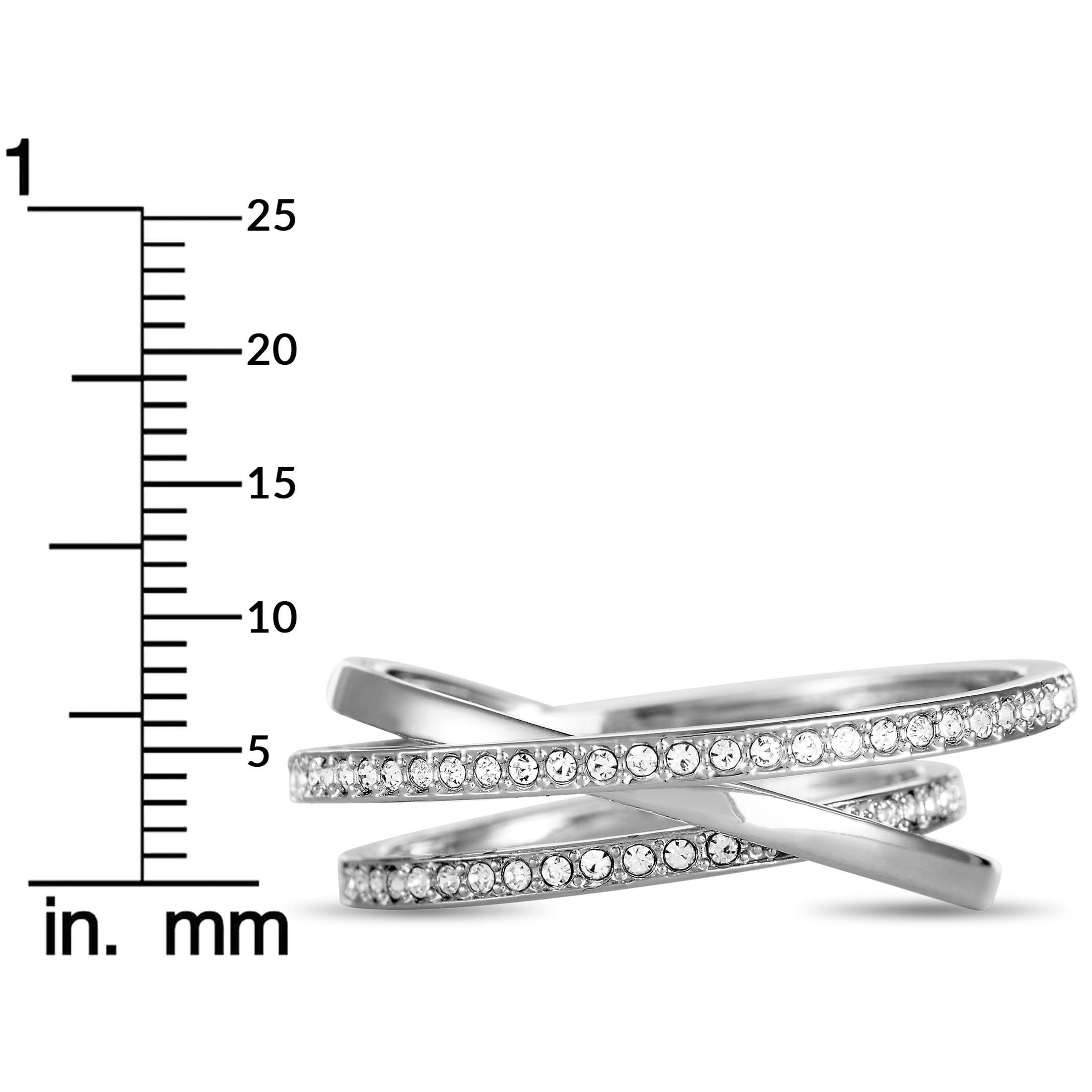 Swarovski Spiral Stainless Steel Rhodium-Plated Crystal Ring 1
