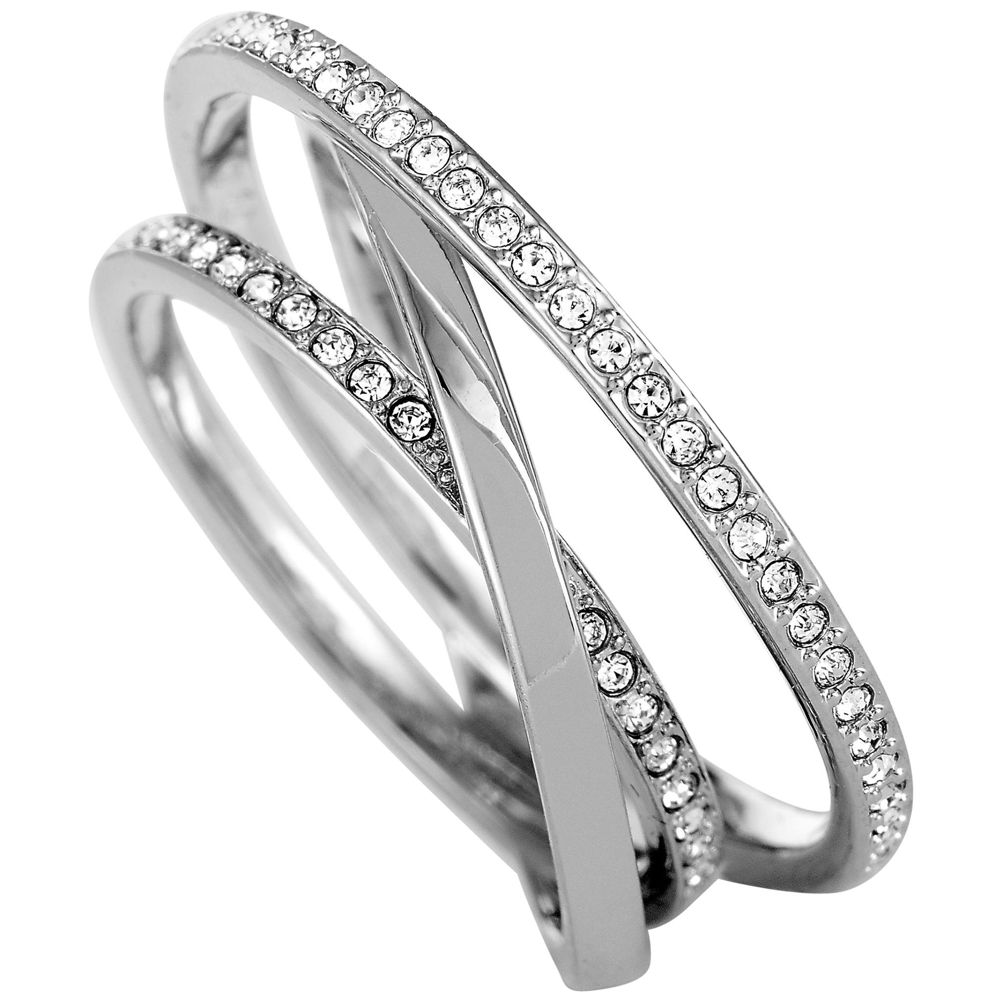 Swarovski Spiral Stainless Steel Rhodium-Plated Crystal Ring