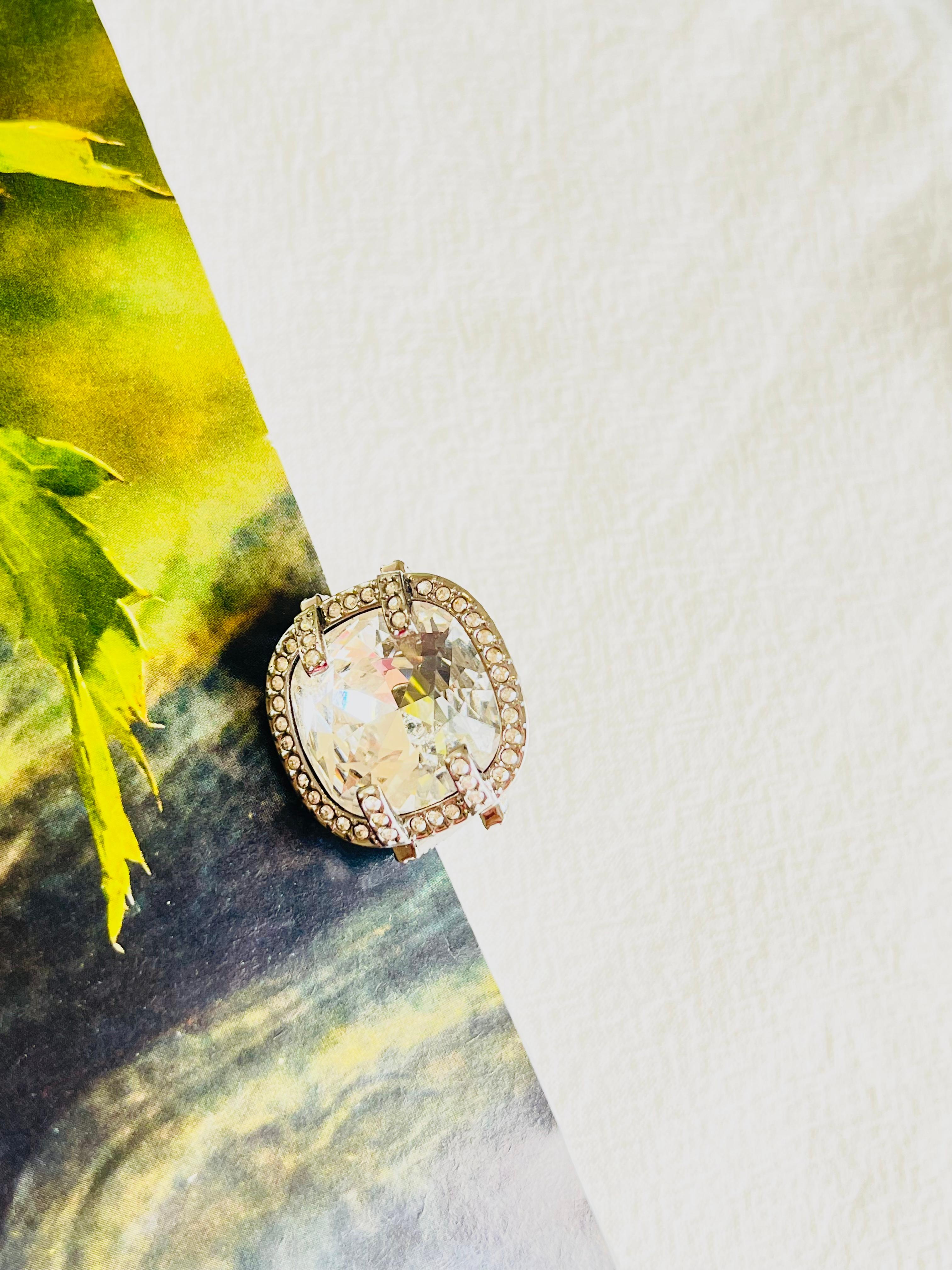 Swarovski Quadratischer Nirvana Cocktail Chunky-Ring mit großen Kristallen, Größe N, 55, Weiß für Damen oder Herren im Angebot