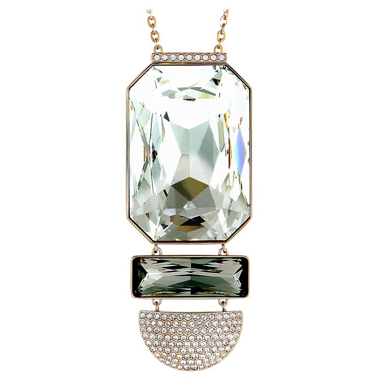 Swarovski Stainless Steel Rose Gold-Plated and Crystal Pendant Long Chain Neckla For Sale at 1stdibs