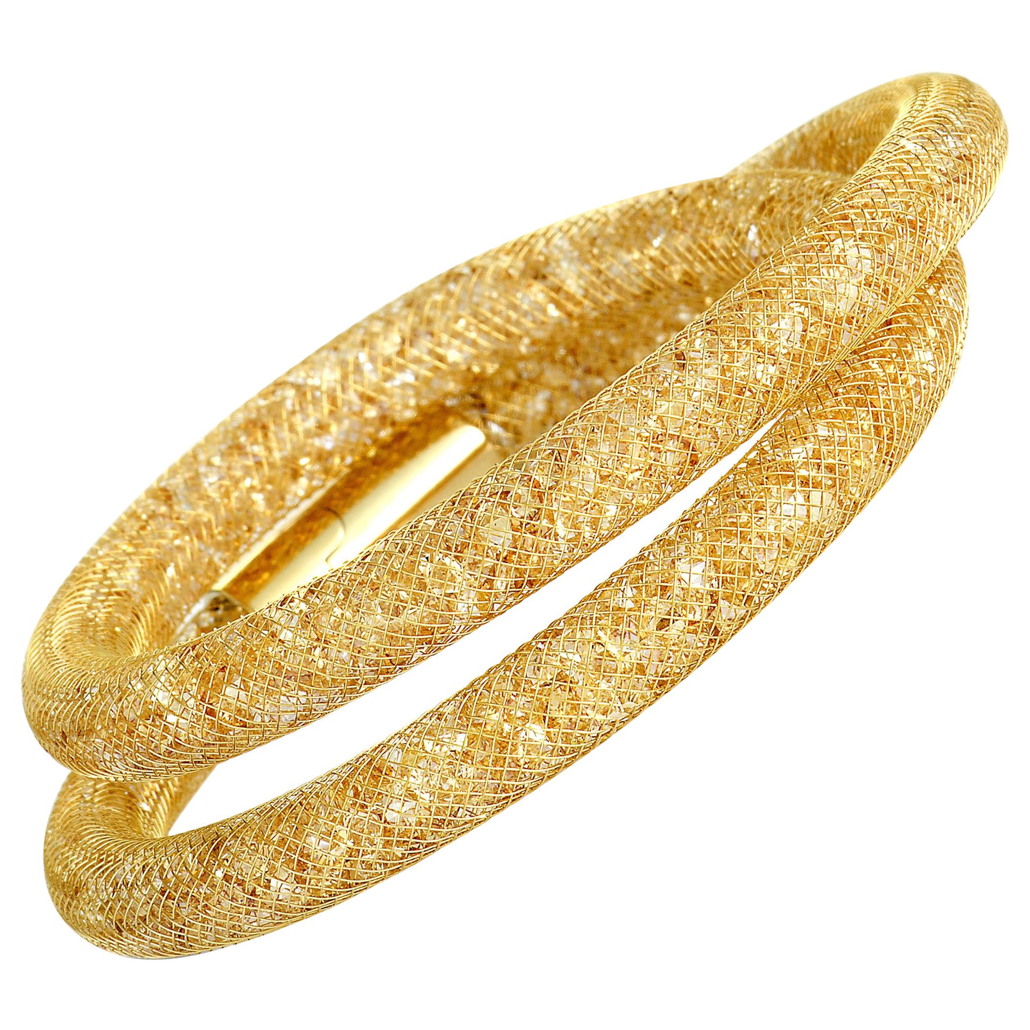 Swarovski Stardust Deluxe Golden Crystal Double Wrap Bracelet at 1stDibs