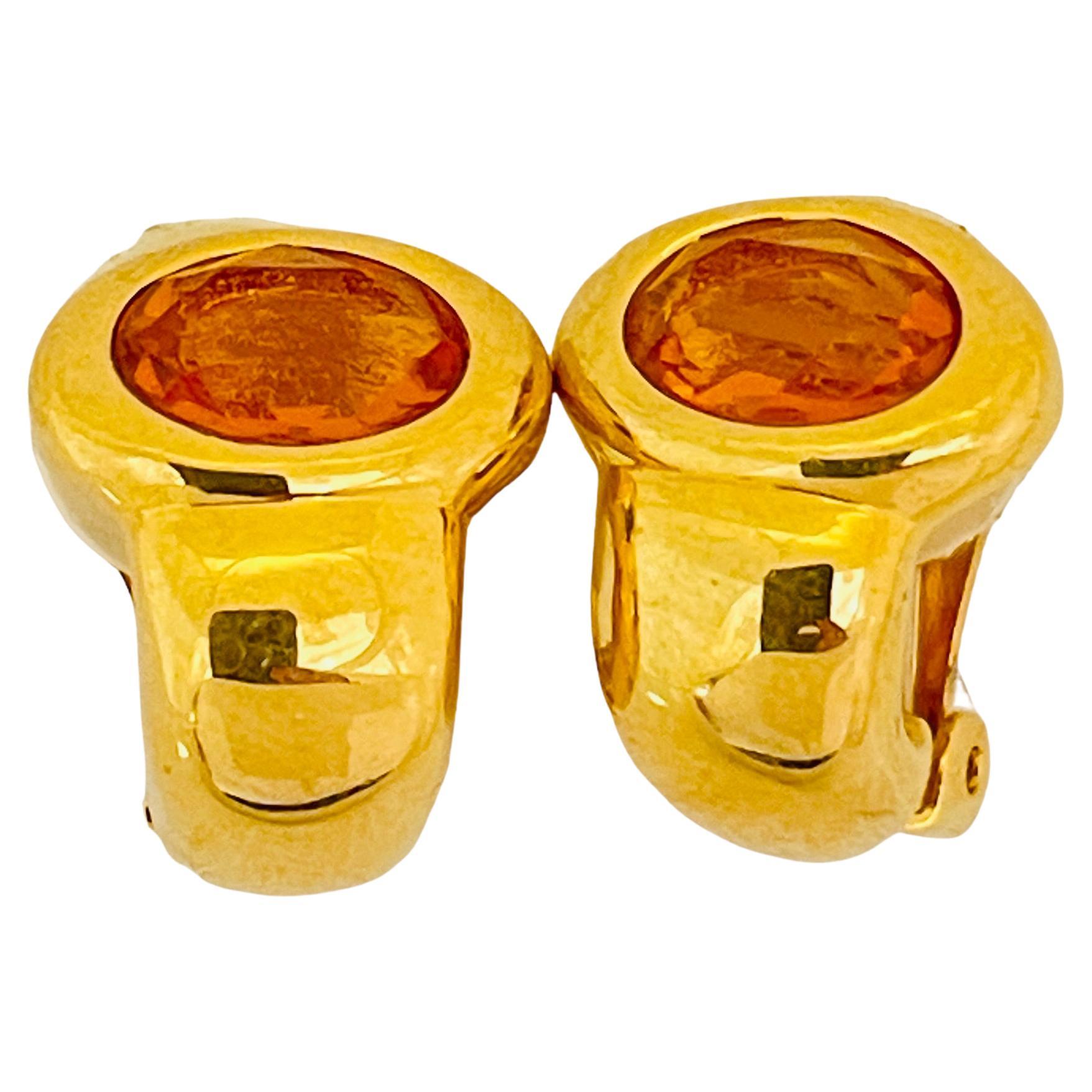 SWAROVSKI swan gold plated crystal clip on designer earrings For Sale